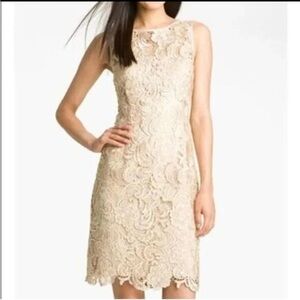 Adrianna Papell Lace Sheath Midi Dress Woman's Size 10 Champagne
Sleeveless